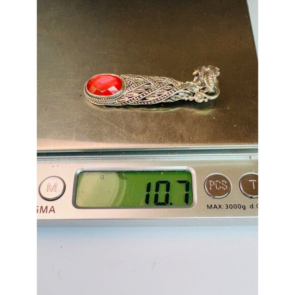 Estate SARDA Sterling Silver 925 Pink Gemstone Pendant Ornate Bali Design - Picture 9 of 9